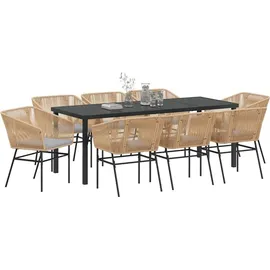 vidaXL Garten Essgruppe 9-tlg. Braun
