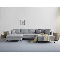 INOSIGN Wohnlandschaft "Lörby U-Form" Sofas Gr. B/H/T: 339cm x 90cm x 190cm, Luxus-Microfaser weich, Ottomane rechts, Luxus Microfaser weich, bunt (melange) auch mit Aqua clean-Bezug, feine Steppung im Sitzbereich, lose Kissen