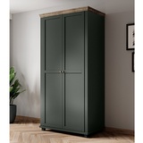 Lomadox Kleiderschrank mit 2 Türen EPSOM-83 in grün mit Lefkas Eiche Nb., b/h/t: ca. 108/216/62 cm