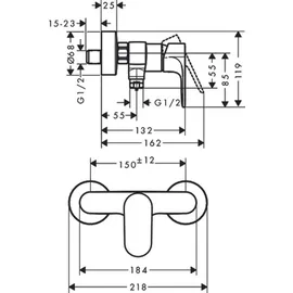 Hansgrohe Rebris S Einhebel-Brausemischer Aufputz Chrom
