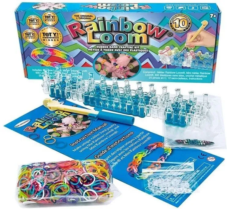 Bandai Regenbogen-Flechtmaschine Originalversion – Kreativ-Bastelset, Armband-Set mit 600 Gummibändern