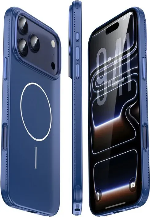 IM-CHEN iPhone 17 Pro Max Hülle, Kanten-Wärmeableitung, MagSafe-Magnetring, schlanke Version, Blau, 1 Stück
