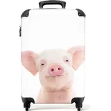 NoBoringSuitcases.com - Kinderkoffer Schweinchen weiß - Passt in 55x40x20 cm und 55x35x25 cm - Handgepäck Kinder Trolley - Trolley auf Rädern - ... - Bunt