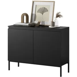 Selsey Sideboard Kommode 2-türig, Schwarz, 100 cm 2 Türen 4 Fächer Schwarze Beine Bemmi - Sideboards, Sideboards