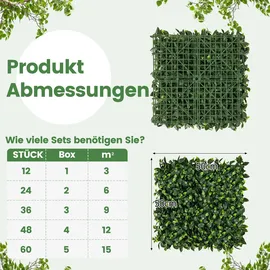 Costway 4 Stück Künstliche Hecke Pflanzenwand 50 x 50 cm, Grün