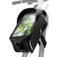 ONEFLOW Premium Handyhalterung Fahrrad Rahmentasche Wasserdicht für Samsung S Reihe | Handyhalter Fahrrad Tasche Rahmen Halterung mit Smartphone Touchscreen Sichtfenster, Schwarz