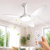 Hisummer 91cm Deckenventilator mit Beleuchtung, E27 Anschluss nur mit mitgelieferter Halterung, Schnellmontage Deckenventilator mit Licht, Leiser Reversibler Motor für Schlafzimmer, Wohnzimmer, Küche