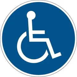 Parkplatzschild, Symbol Rollstuhlfahrer (rund) - 50 mm Folie selbstklebend