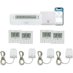 HOMEMATIC IP Smart-Home-Zubehör "Starter Bundle Fußbodenheizung", weiß, B:28cm H:31cm T:40cm, Smart-Home-Stationen, Smart Home Fußbodenheizung für 4 Räume mit WTH-B
