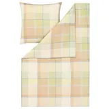 Estella Bettwäsche Estella Mako Satin Bettwäsche Mario in Pistazie 135x200 + 80x80 cm, Mako-Satin, karierte Mako-Satin Bettwäsche gelb