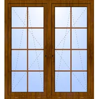 Balkontür zweiflügelig GEALAN "DANIEL" 2-fach Verglasung mit Pfosten (abschließbar) Golden Oak holzähnlich beidseitig innen öffnend Seitenunabhängig