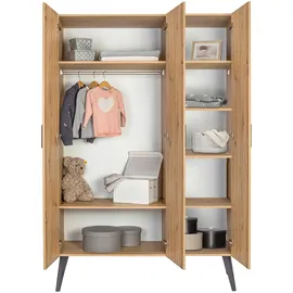 Schardt Kinderkleiderschrank Morris Oak 3-türig Eiche lackiert braun