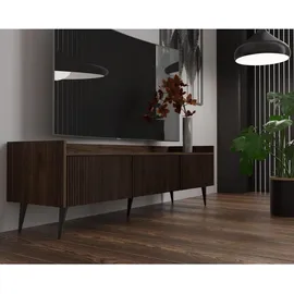 WFL GROUP Arysa TV-Lowboard 150 cm Braun Stahl/MDF/Holzwerkstoff