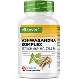 vit4ever Ashwagandha KSM-66® Komplex - 180 Kapseln - 600 mg Ashwagandha pro Tag - Mit Magnesium, Zink & Vitamin B6 - ohne Zusätze - Hochdosiert - Vegan