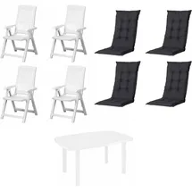 PROGARDEN Tampa+Faro Garten-Essgruppe 85 x 137 x 109 cm weiß 4 St.