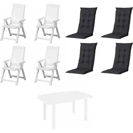 PROGARDEN Tampa+Faro Garten-Essgruppe 85 x 137 x 109 cm weiß 4 St.