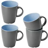 gimex Vivid Line Henkelbecher, 380ml, 4er Set, grau/blau