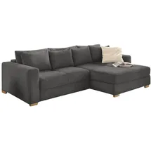 luma-home Dauerschlaf-Ecksofa Federkern Couch Bettkasten mit Cordstoff in Grau Anthrazit & Couches, Wohnlandschaften, Ecksofas