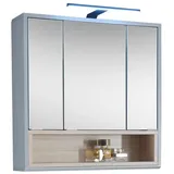 moebel-dich-auf Badezimmerspiegelschrank TOURS (in Grau matt, Rahmen Sonoma inkl. LED-Beleuchtung) Breite 65 cm grau