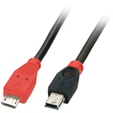 Lindy USB 2.0 USB-Micro-B Stecker, USB-Mini-B Stecker 2.00m Schwarz mit OTG-Funktion