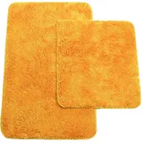 Brandsseller Badematten 2er-Set Bestehend aus Badvorleger ca. 50/80cm und WC-Vorleger ca. 45/50cm - Hochflor Polyester mit Rutschhemmender Latex-Rückseite Orange