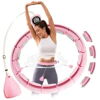 HYIEAR Hula-Hoop-Reifen Hula hoop mit Gewichtskugel, 16 verstellbare/abnehmbare Knoten (Set, Fitness Hoop mit Gewicht, Zähler und Noppen), Massage-Fitness 2 in 1 rosa