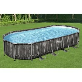 BESTWAY Power Steel Frame Pool oval Set 732 x 366 x 122 cm inkl. Filterpumpe (5-tlg.)