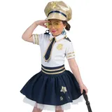 Funny Fashion Polizei-Kostüm Police Girl Polizistin Star Kostüm für Mädchen - Weiß Blau Gold 152