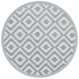 vidaXL Outdoor Teppich, Gartenteppich Rund Beidseitig, Balkonteppich Terrassenteppich UV-beständig, Teppich für Balkon Terrasse, Grau Ø160cm Pp