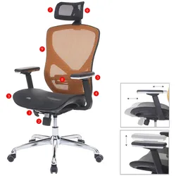 Bürostuhl MCW-A61, Schreibtischstuhl, Sliding-Funktion Stoff/Textil ISO9001 ~ schwarz/orange
