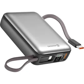 Swissten 20000 mAh mit integriertem USB-C und Lightning Kabel space silber