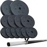 ScSPORTS® Hantel-Set Langhantel Set 20/30 kg Gewichte Hantelscheiben Hantelstange