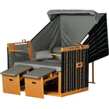 Outsunny Strandkorb Volllieger Gartenliege mit Getränkehaltern aus PE-Rattan, hellgrau, 118x79x160cm, ideal für Garten & Terrasse   Aosom.de