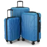 SUITLINE - 3er Koffer-Set Hartschalenkoffer Trolley, TSA, S M & L, Cyanblau