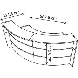 Kerkmann Empfangstheke BARI gebogen, anthrazit, weiß 257,5 x 122,5 x 112,0 cm