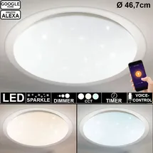 V-Tac Smart Home LED Decken Leuchte 40W Runde Deckenleuchte 3-in-1 Sterneneffekt Google/Alexa dimmbar