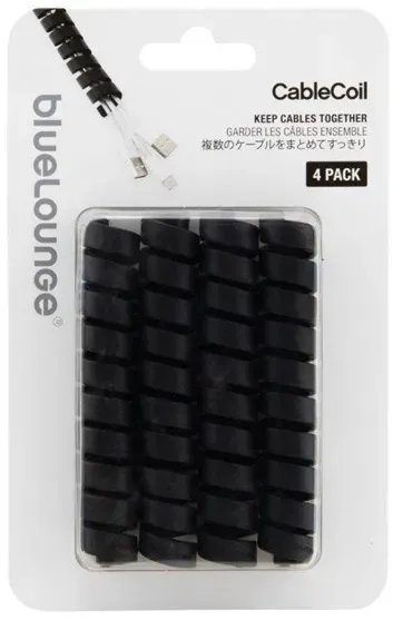 CableCoil 4-pack - Black - Neatly organize your cables and keep them together.