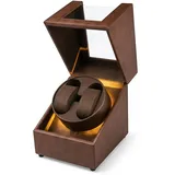 Tolesum Uhrenbeweger 2 Uhren mit LED-Licht, Automatische Uhrenbeweger Box mit 5 automatischen Rotationsmodi und USB-Ladegerät Typ C USB – Braun