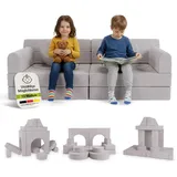 Juskys Kindersofa Kayo 90 x 200 cm Cord beige