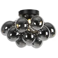 QAZQA Design Deckenleuchte schwarz mit Rauchglas 3-Licht - Uvas