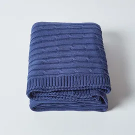 Homescapes Strickdecke 150 x 200 cm Marineblau