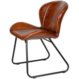 Casa Moro Polsterstuhl Lederstuhl Esszimmerstuhl Echt Leder Rot Braun (einzeln oder als 2er, 4er, 6er Set), Retro Stuhl Polsterstuhl braun|rot