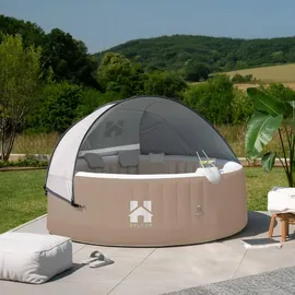 Home Deluxe Splash Ø 208 x 65 cm Beige inkl. Kissen, Getränkehalter und Sonnendach