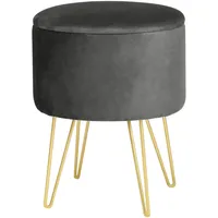 Akord Pouf AKORD LILI aus Samtstoff mit Stauraum 35 x 45 x 35 cm Grau
