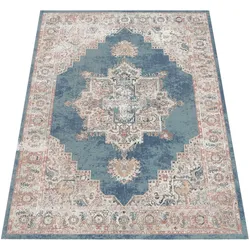 Teppich PACO HOME "Torres 275", blau, B:200cm H:8mm L:280cm, Polypropylen, Teppiche, Kurzflor, Orient-Optik, Vintage Design, In- und Outdoor geeignet