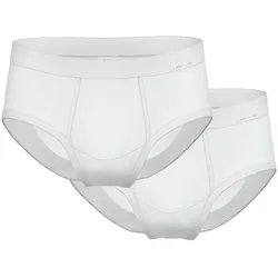 AMMANN Herren Slip, 2er Pack - Feinripp, Eingriff, Weichbund, Baumwolle Weiß L