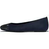 FitFlop Ballerina FITFLOP "DELICATO CRYSTAL CAP-TOE DENIM BALLET FLATS", Damen, Gr. 38, blau (dunkelblau), Textil, Schuhe Ballerina, Schlupfschuh, Businessschuh mit funkelnden Strasssteinchen besetzt