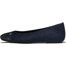 FitFlop Ballerina FITFLOP "DELICATO CRYSTAL CAP-TOE DENIM BALLET FLATS", Damen, Gr. 38, blau (dunkelblau), Textil, Schuhe Ballerina, Schlupfschuh, Businessschuh mit funkelnden Strasssteinchen besetzt