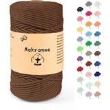 Uvolo Makramee Garn 3mm x 200m, Makramee Baumwollgarn, Baumwollgarn für Blumenampel Basteln, Pflanzenbügel und DIY Handwerk Mit Papierbox