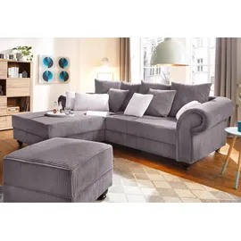 Home Affaire Ecksofa HOME AFFAIRE "King George King Henry, Mega Sofa, Breite 260cm, L-Form", grau (anthrazit), B:260cm H:90cm T:190cm, Samtcord »Ribbon« (88% Polyester 12% Polyacryl);Luxus-Microfaser (100% Polyester), Sofas, Ecksofa, mit Federkern, in legerer